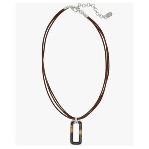 LAUREN Ralph Lauren Leather Coil Link Pendant Necklace